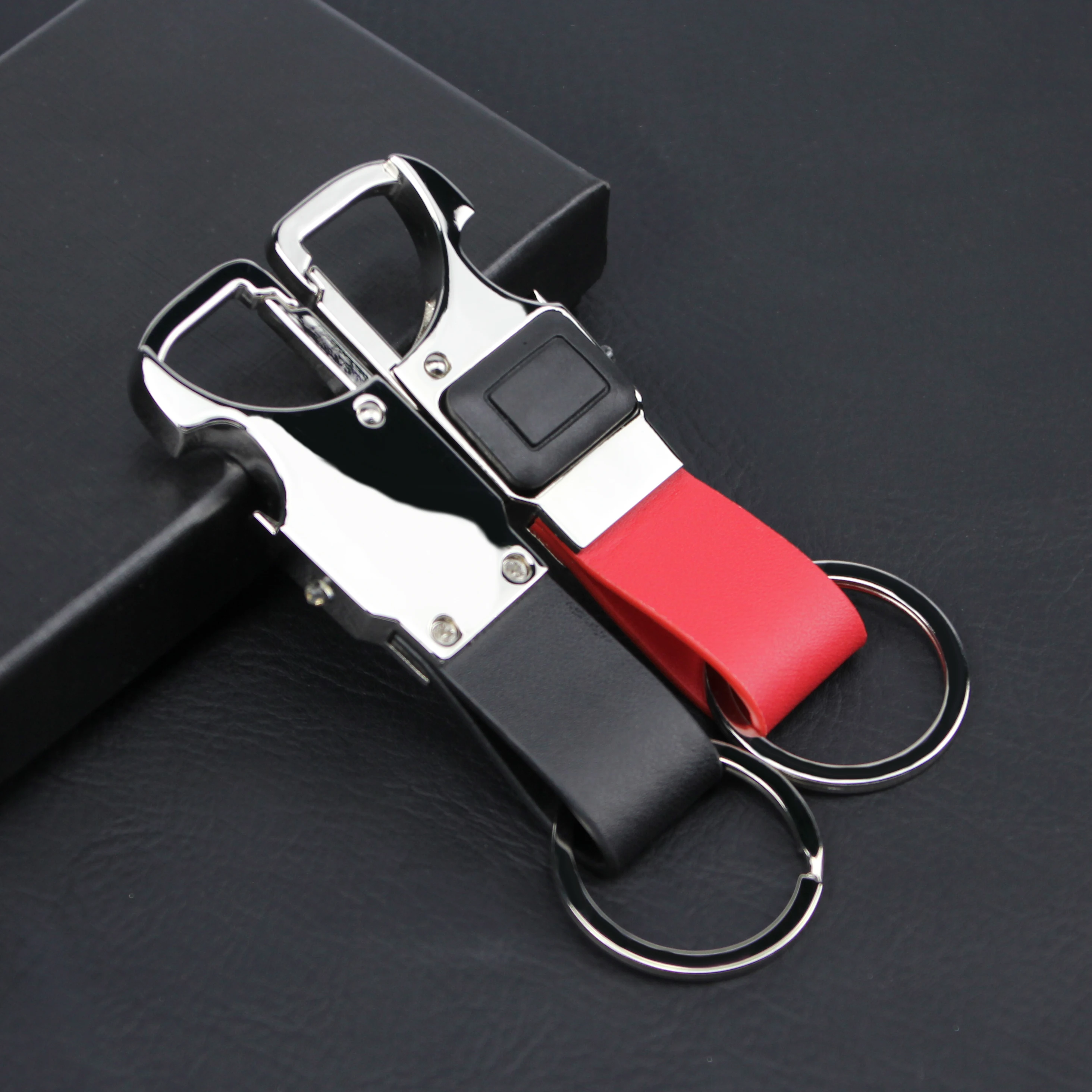 Многофункциональные кольца для ключей. Светодиодный светильник и открывалка для бутылок, металлический кожаный брелок, китайский завод, поставка логотипа на заказ