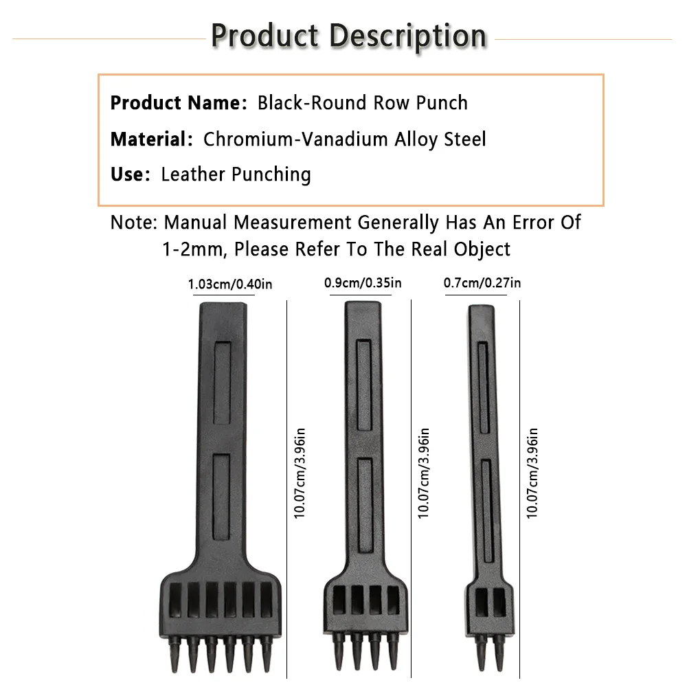 3pcs/set 2/4/6 Prong Leather Punching Tools Leathercraft Spacing Hole Craft Round Row Hole Punch