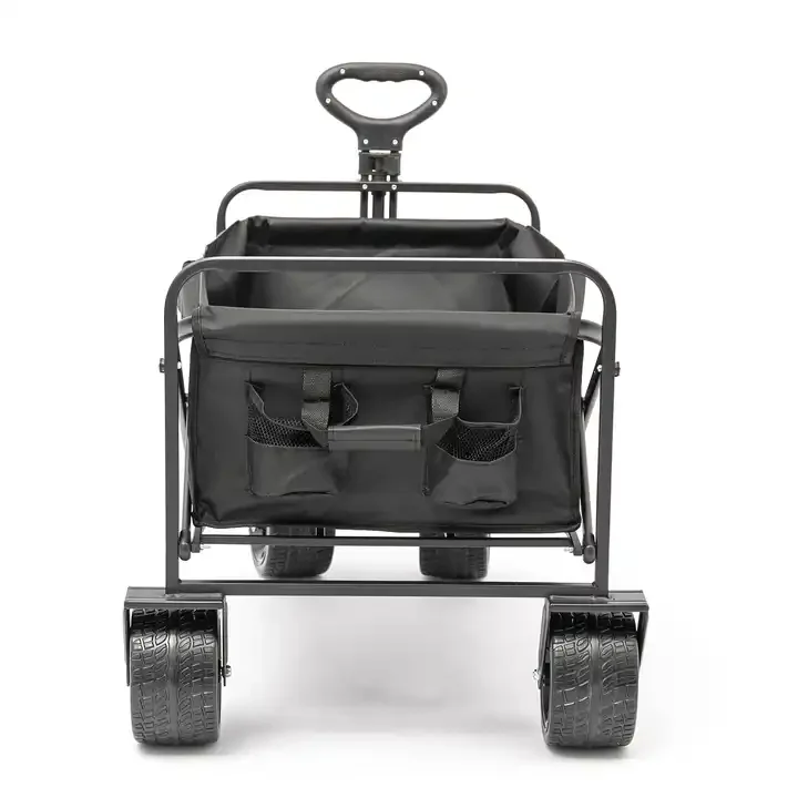 Outdoor Camping Picnic Cart Beach Picnic foldable Camping Wagon Black Adjustable Heavy Duty Collapsible Folding Utility Car Wago