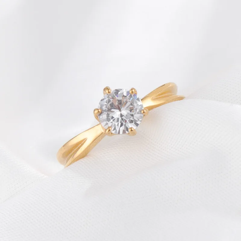 Verlobungsringe Quality Customized Jewelry Moissanite Stainless Steel Plated 18K Gold Ring Engagement Wedding Rings