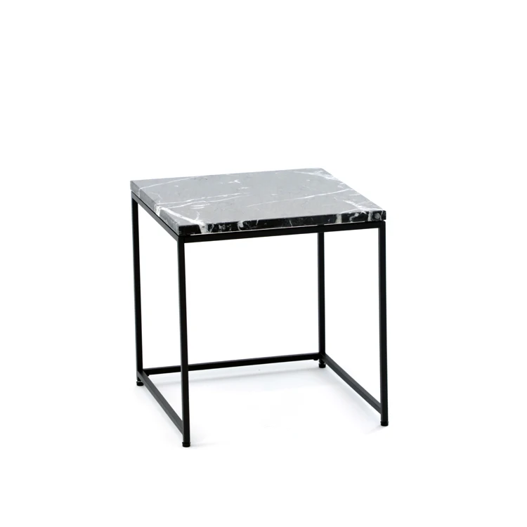 
Square Metal coffee table black base Coffee Table with marble top 