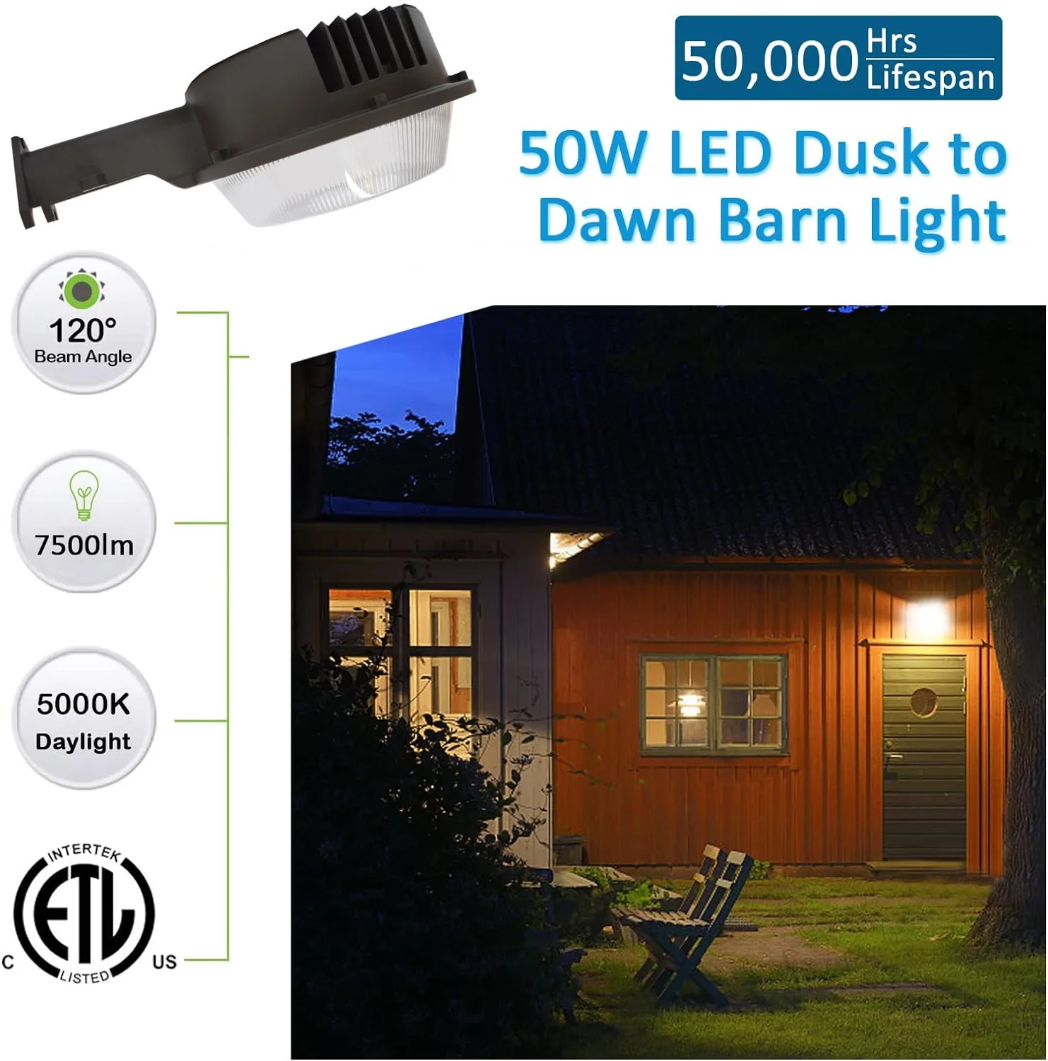 Outdoor Dusk to Dawn LED Wall Light for Area, Street, Garage, Parking Lot, Barn, Security Light