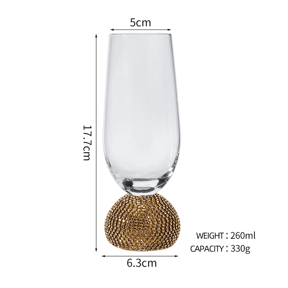 Customized Champagne Glasses With Diamond Handle Elegant Smoke Grey Crystal Drinking Cups Tall Glass Cup For Wedding & Party