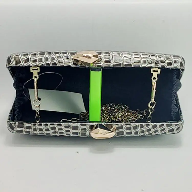 Unique Crocodile Print Dinner Bag Tin Box Evening Handbag PU Leather Ladies Wedding Bridesmaid Clutch Bag