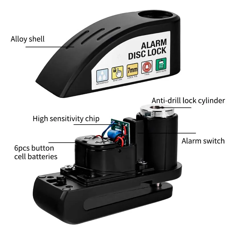 110db Alarm Motorcycle Disc Brake Lock Mtb Bike Alarm Disc Bicycle Brake Lock