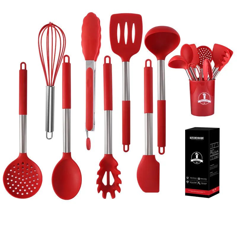 
2021 new arrival 8-16 Pieces Stainless Steel Handle Home Cuisine cookware Silicone Kitchen Accessories Cooking Utensils Set 