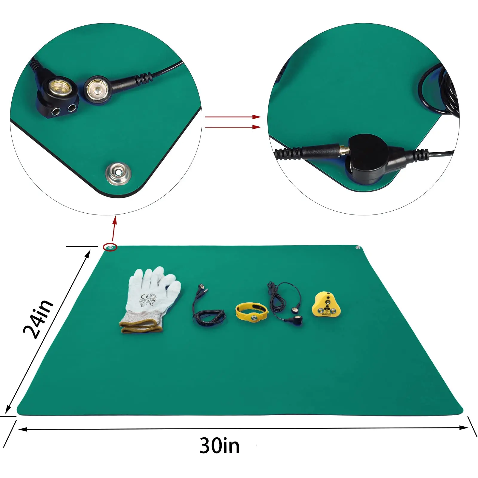 Coating Textured Matting Natural Sticky Reytail Safety Rubber Table Clean Room ESD Grounding Mat With Conductive Printing