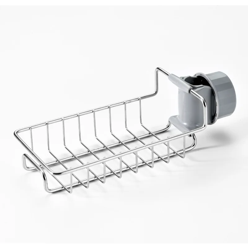 Kitchen Stainless Steel Detachable Hanging Faucet Drain Rack for Bathroom, Scrubbers, Soap, Chrome