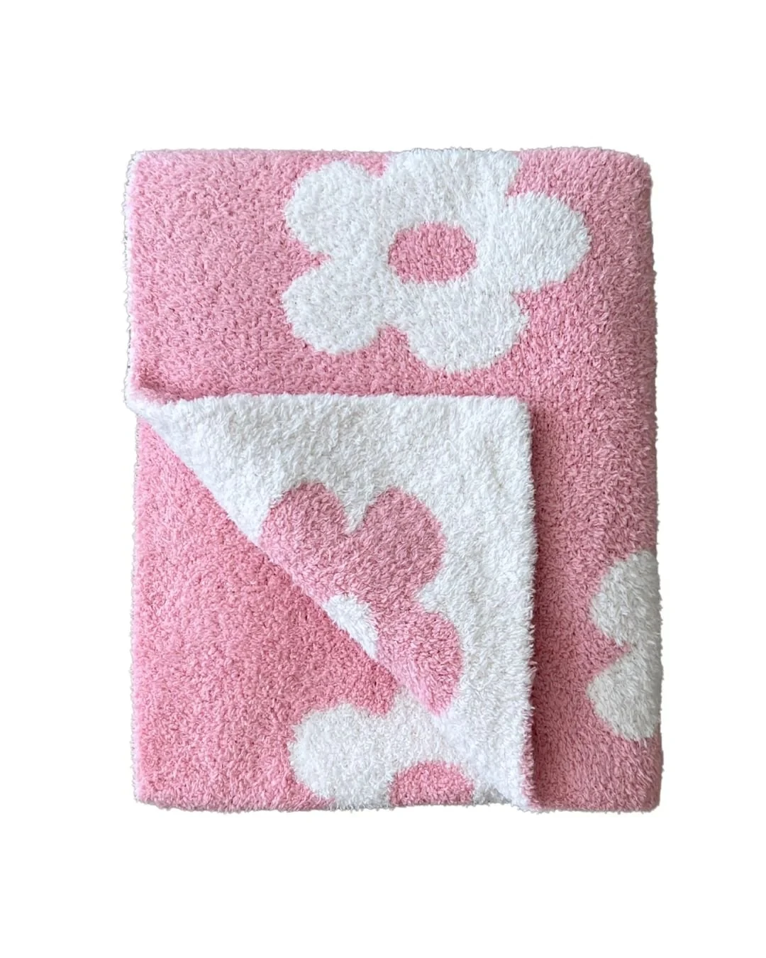 Daisy Smiley Face Pattern Customize Fuzzy Blanket Baby Winter Fall Knitted Blankets