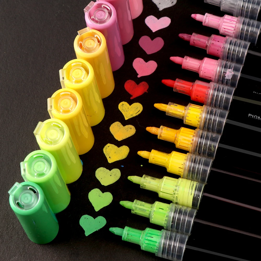 ANI 12/24 colors acrylic water based paint markers acrylic paint pens set fine art marker For Wood Ceramic Metal Fabric Canvas