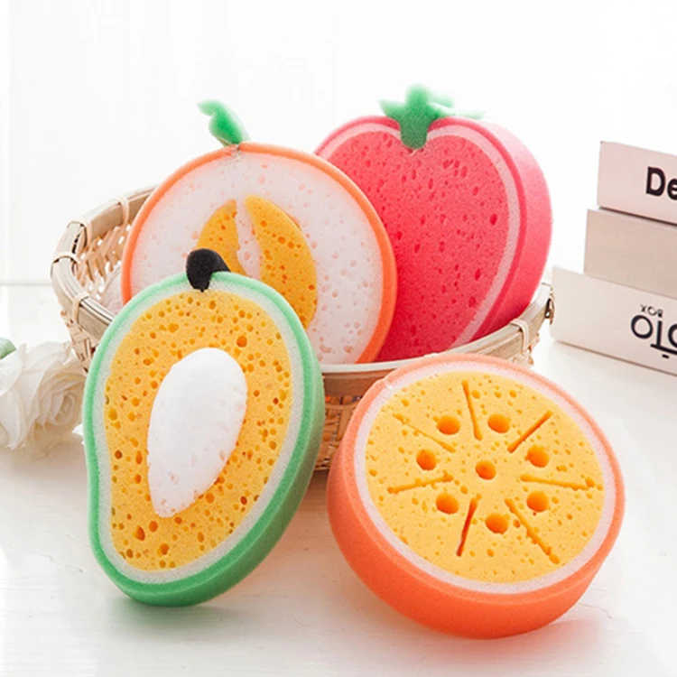 High quality polyester Non-Scratch fruit shape cleaning sponge
