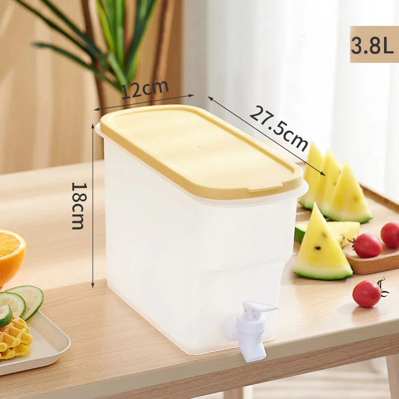 3.8 L Plastic faucet refrigerator fruit teapot Ice water bucket fridge storage box drink bottles dispensers