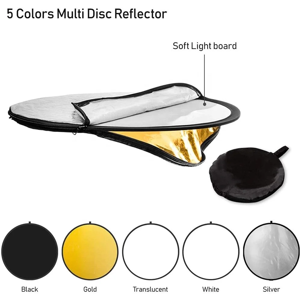 5 in 1 Photography Collapsible Reflector Portable Multi-Disc Photo 5 in 1 reflector For Studio and Outdoor Photography