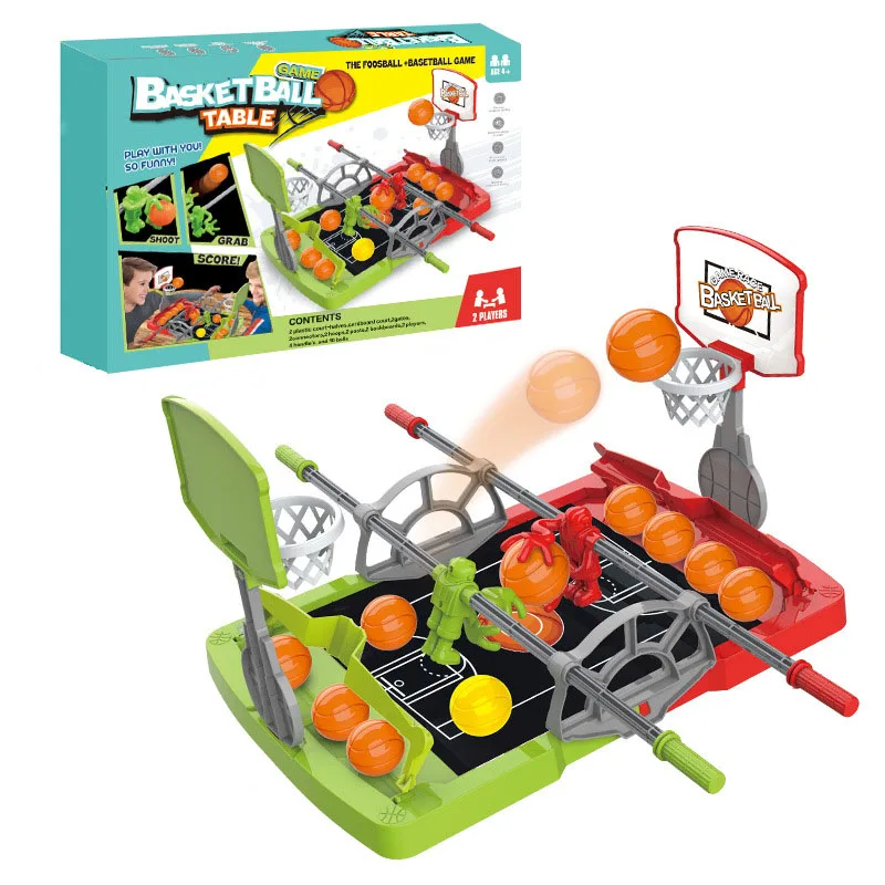 Hot Selling Desktop Basketball Gaming Shot 2 Players Tabletop Soccer Game Hand-cranked Basketball Board Games For Kids
