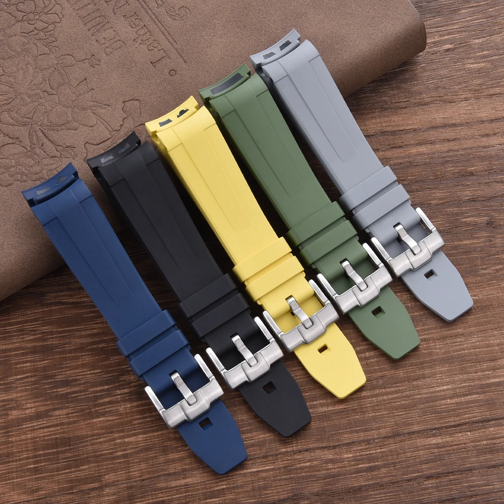 JUELONG Customizable Color Size Logo FKM Curved End Rubber Watch Strap 22mm 20mm Diving Watch Band Replacement