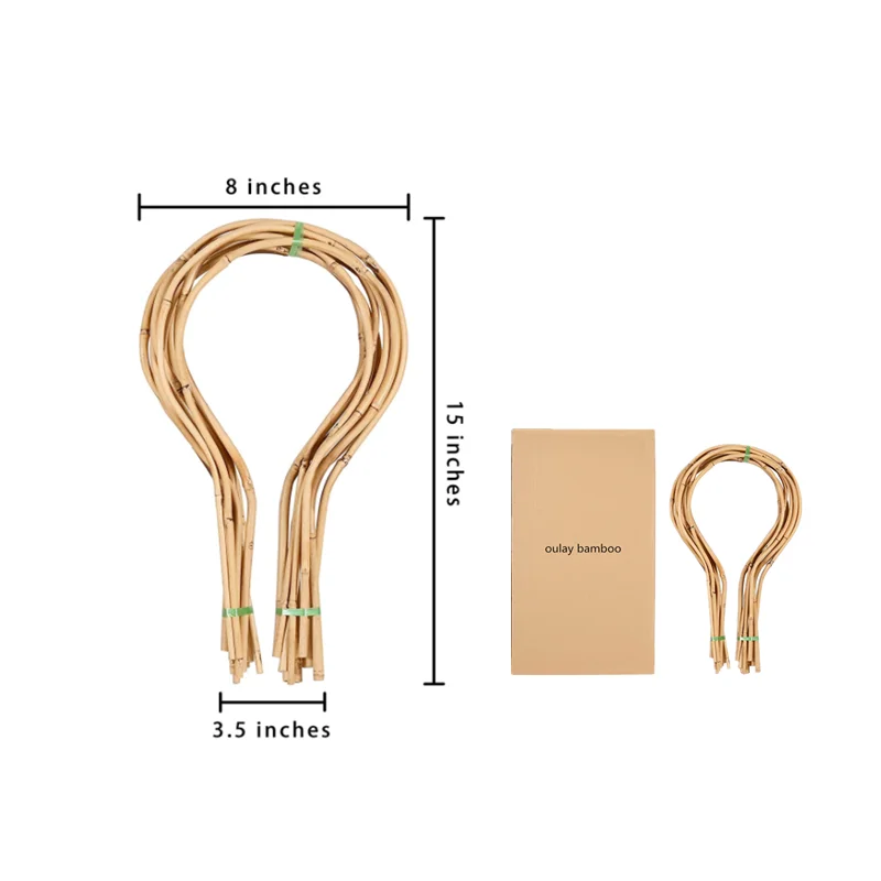10 Pack Bamboo U Hoop Trellis for Potted Plants, Handmade 15 in Bamboo Loop Stakes for Climbing Flowers and Vines