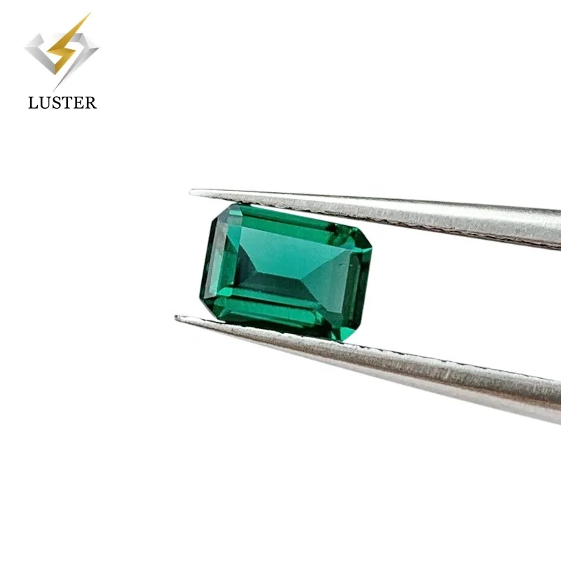 Luster gemstone supplier lab created green loose stone Zambian hydrothermal emerald