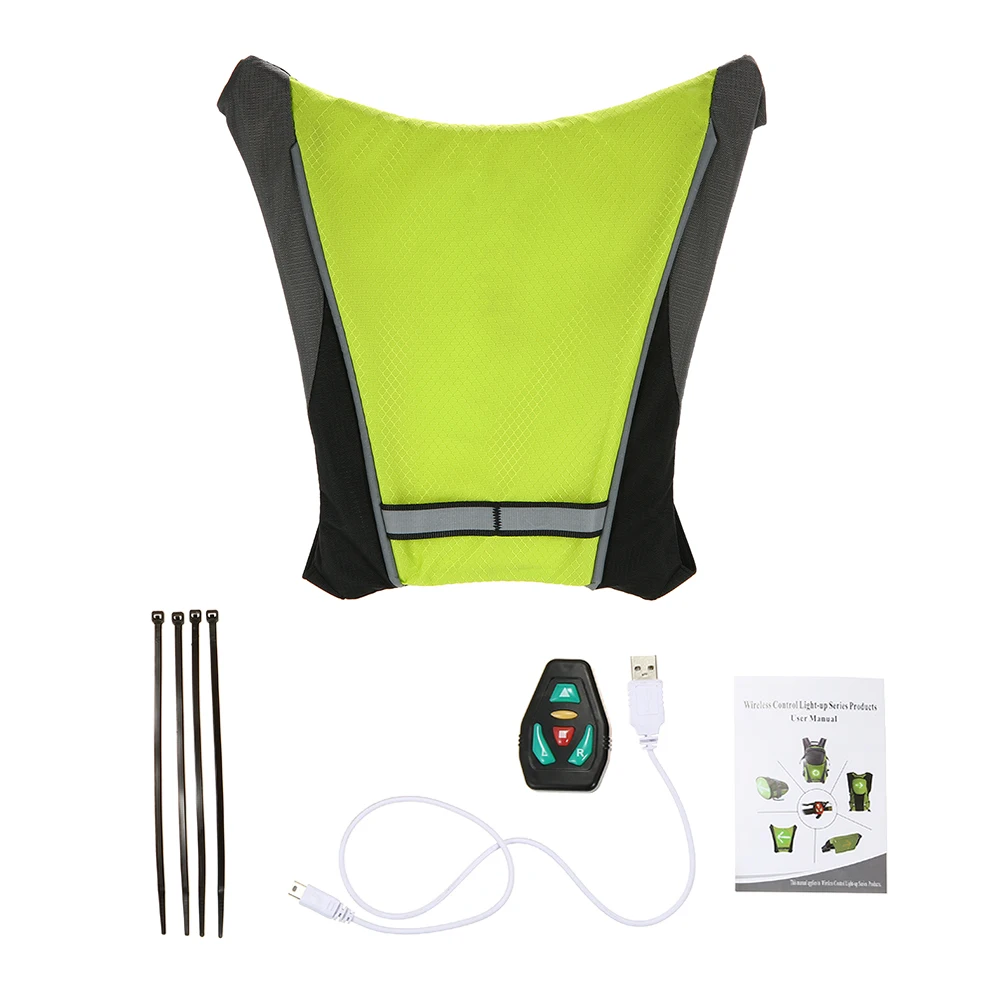 luminous led wireless remote control warning cycling gilet reflective safety chalecos light turn signal running vest