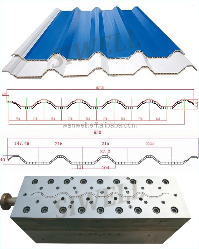 PVC co-extruding roofing sheet mould