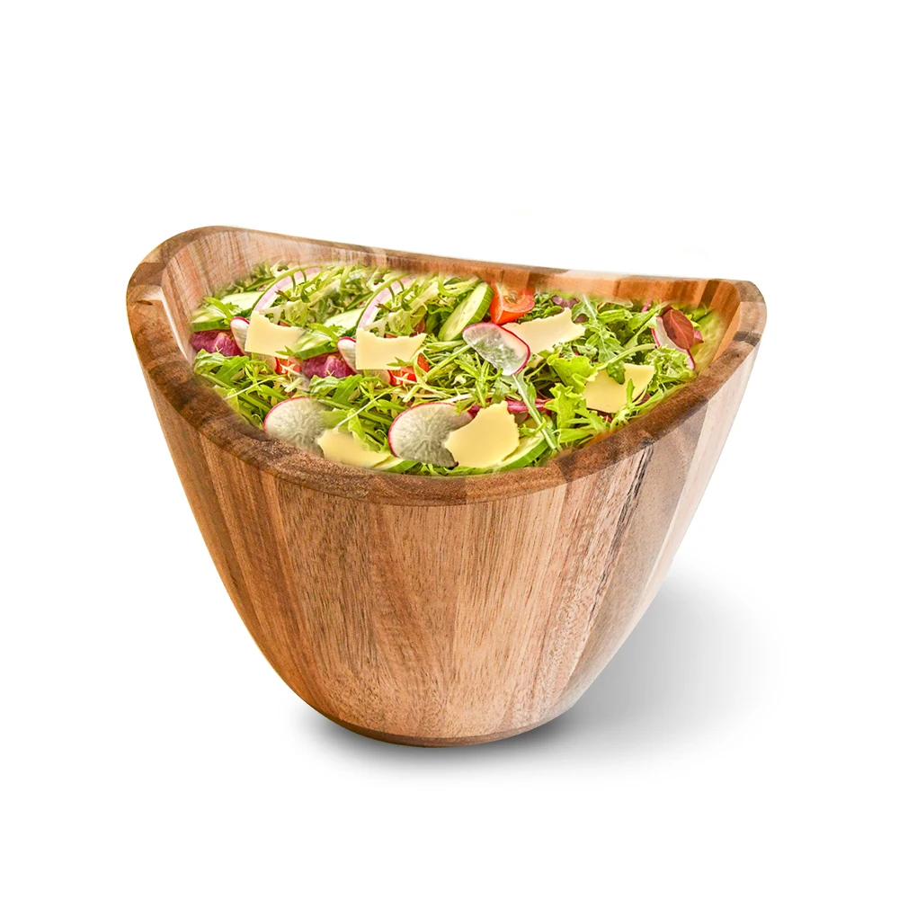 Youlike Large Acacia Wood Salad Bowl Set Big Salad Serving Bowl with Serving Utensils & Dinner Plates