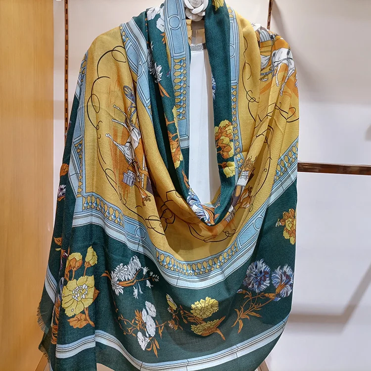 Supplier Customization Luxury Brand Shawl Fashion Pure Cashmere Scarf Printed Chiffon Shawl