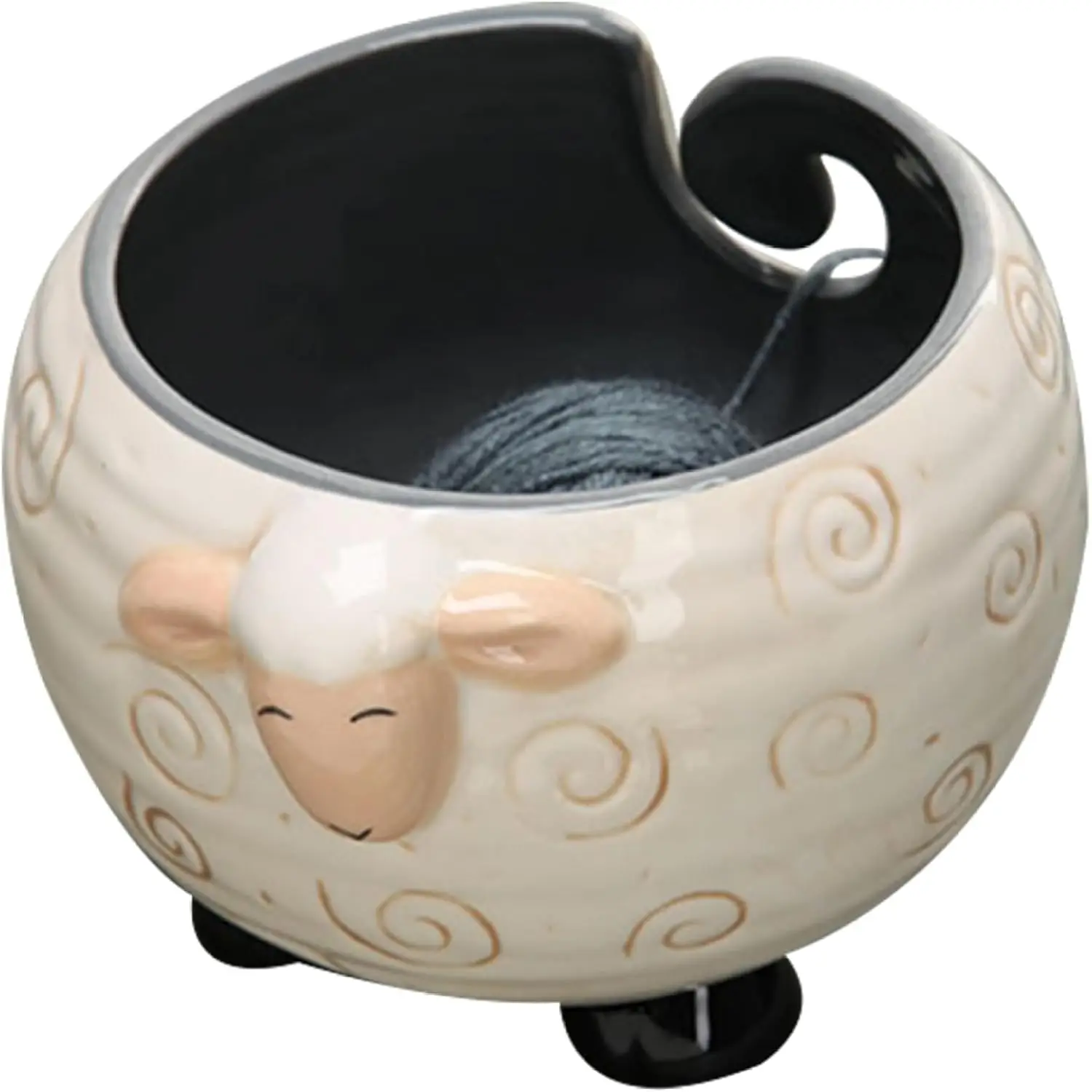Yarn Bowl Sheep Yarn Holder Cute Ceramic  Knitting Sewing Yarn Holder Cartoon Crochet Bowl Gifts Key Bowl for Crochet Knitting
