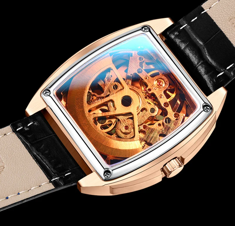 Мужские автоматические механические наручные часы с корпусом из нержавеющей стали