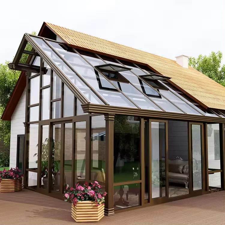 Tiny glass house glamping detachable from china prefabricated azobe greenhoussolarium tempered glass house