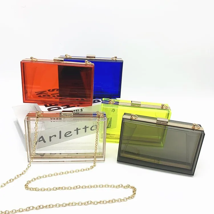 2024 Luxury Women Wedding Hand Bag Bridal Handbag Transparent Clutch Party Acrylic Evening Bags Clear Purse