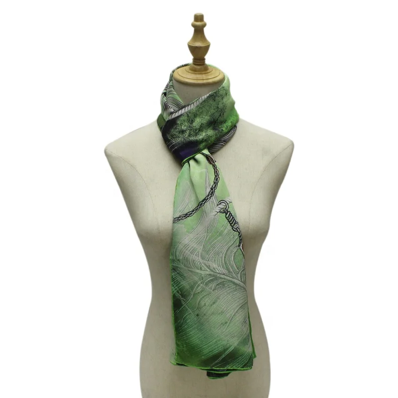 Fashion Scarf Silk Scarves Stoles Ladies Silk Chiffon Hijabs Luxury Designer Printed Silk Scarf Wholesale