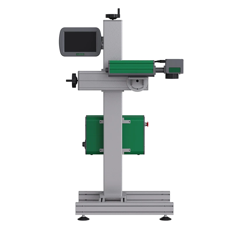 Automatic feeding laser marker 20W 30W 50W fiber laser flying marking machine with conveyor belt for pen marking