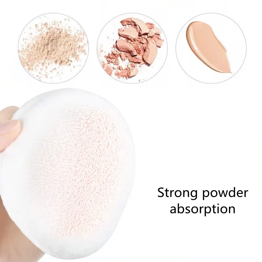 Bestseller Custom Logo Ultra Soft Cotton Flocking Loose Round Velour Makeup Puffs Setting Refillable Thick Powder Puff