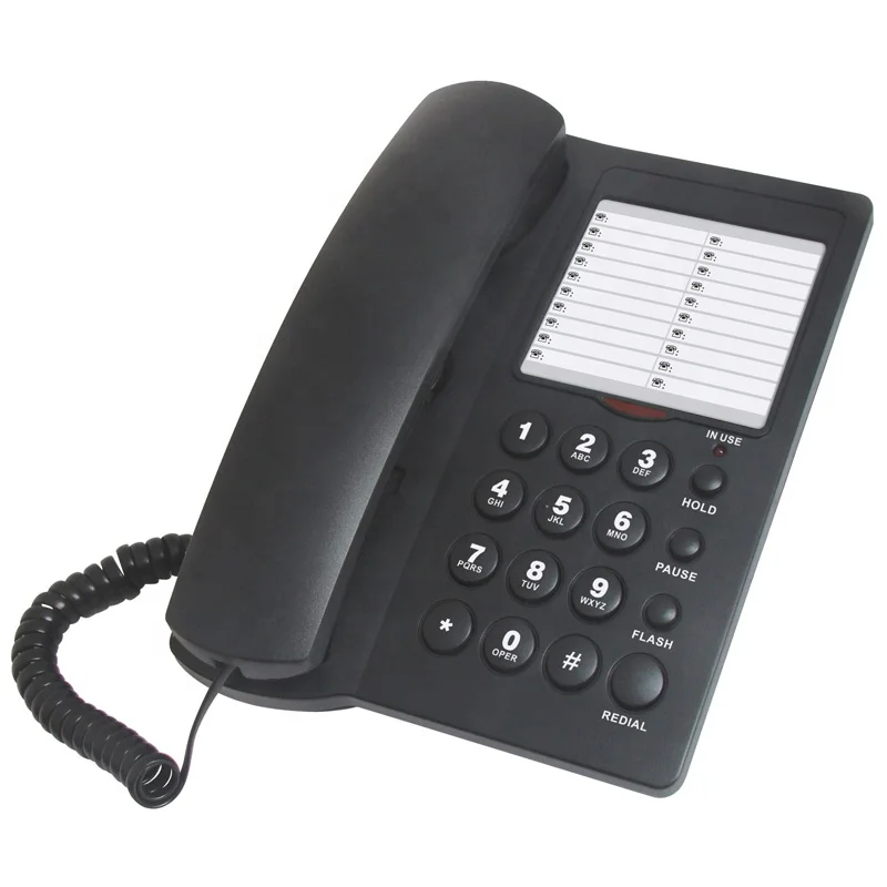 Simple Corded Office Telephone with Pause Redial With Mechanical Lock and RJ45 Interface Powered By Telephone Line