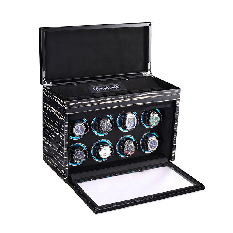 Factory direct sales luxury wood watch winder 8 watches case watch storage collection box Mabuchi Motor remote control