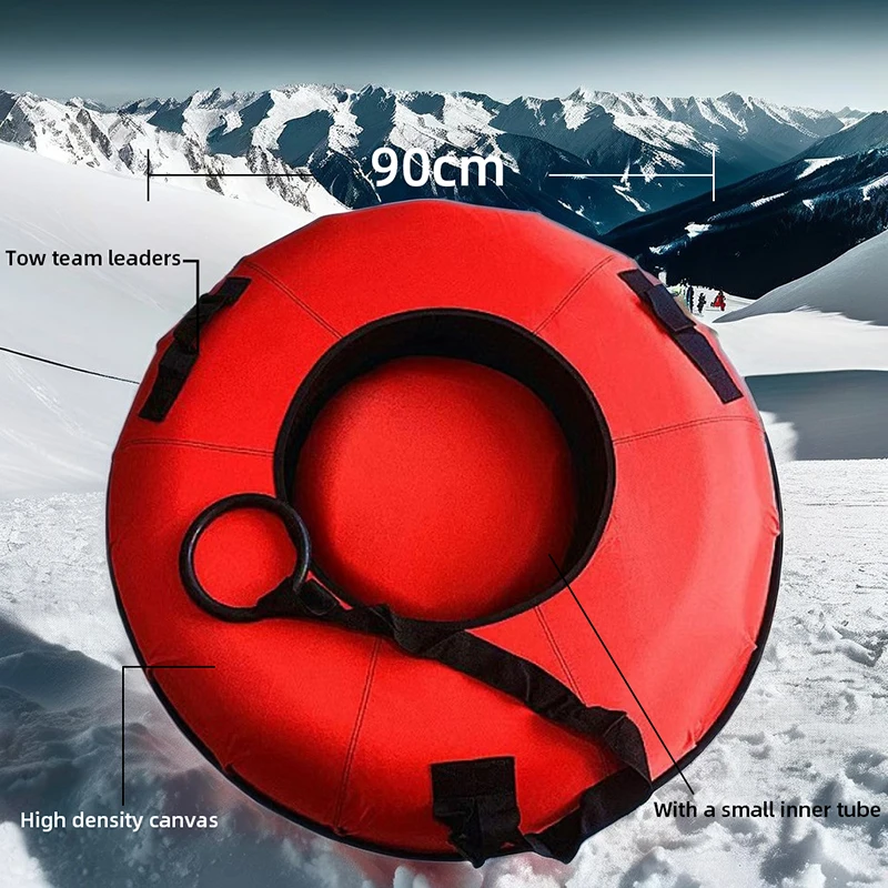 Ski Resort ski slope custom color 90cm Winter Playground Equipment with handle kid snow tube heavy duty