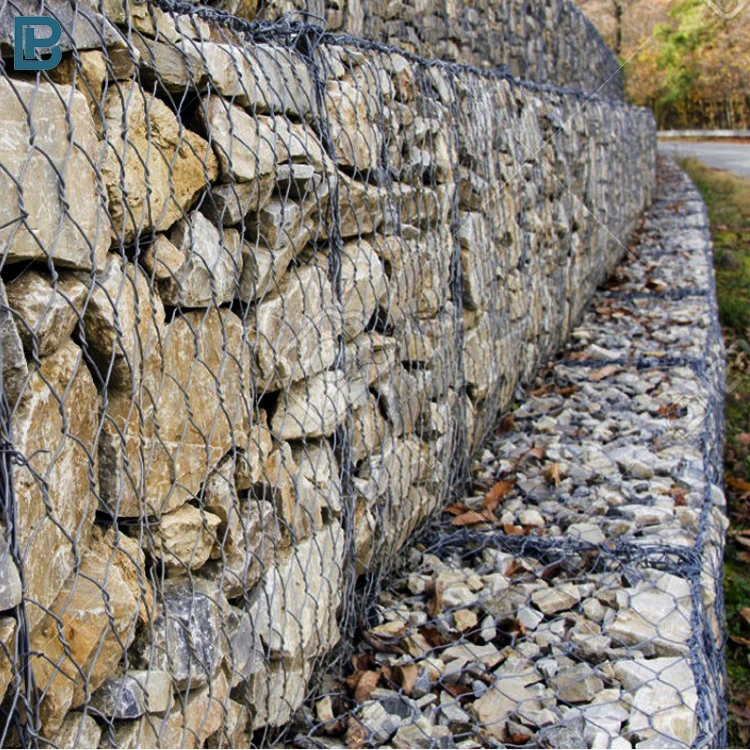 galvanized hexagonal wire mesh netting pvc coated gabion stone filled gabion basket in Philippines