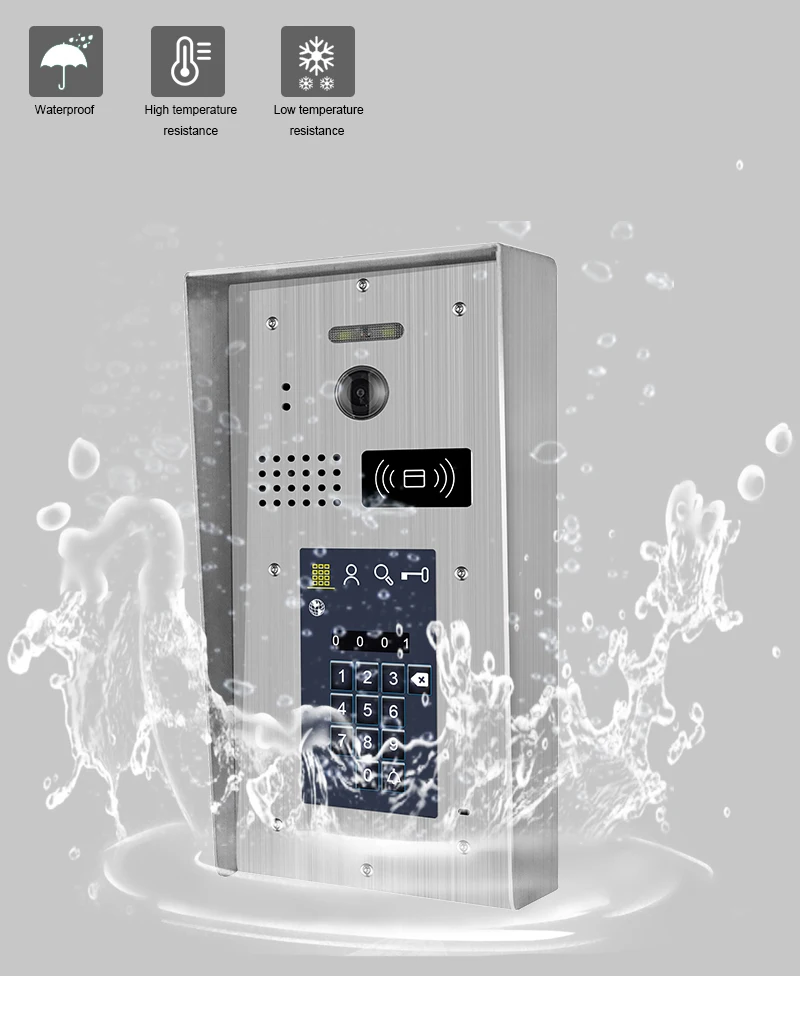 Multi Apartment Video Door phone Intercom for Building System 4.3 inch video intercom  for 15 family