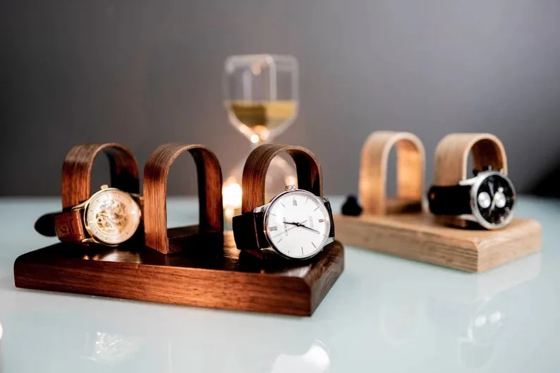 Luxury watch stand display rack can hold 3 watches - Personalized anniversary gift for father
