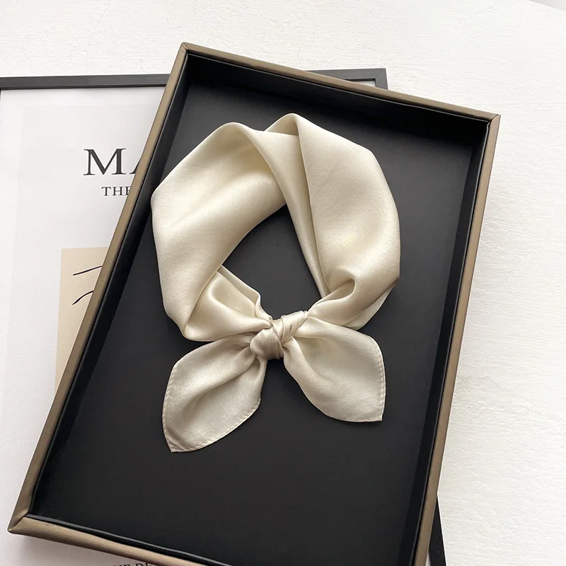 Thin Small Square Scarf Women Korean Edition Simple Temperament Small Scarf 53 cm Pure Color Silk Scarf