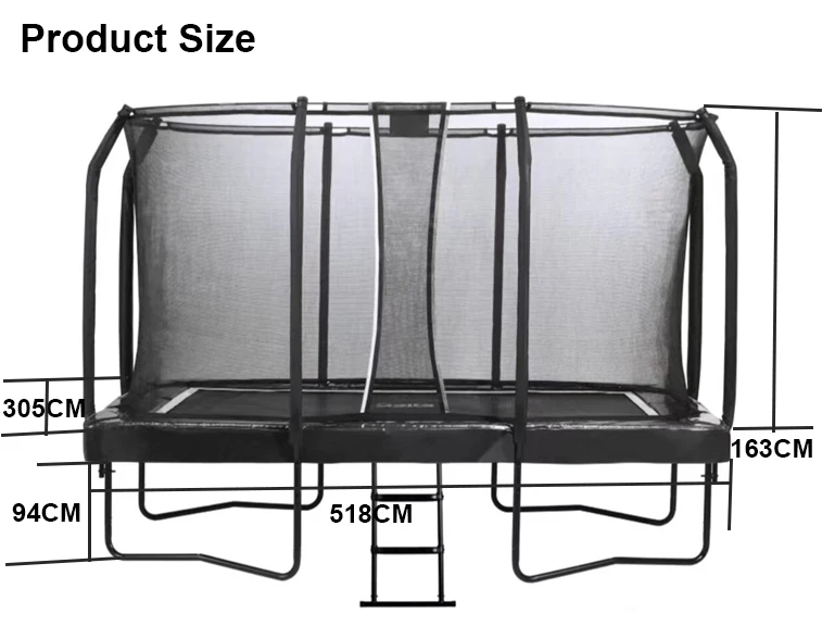 Manufacturer wholesale garden 7*10FT square trampoline jump bed with enclosures outdoor with inner safety net