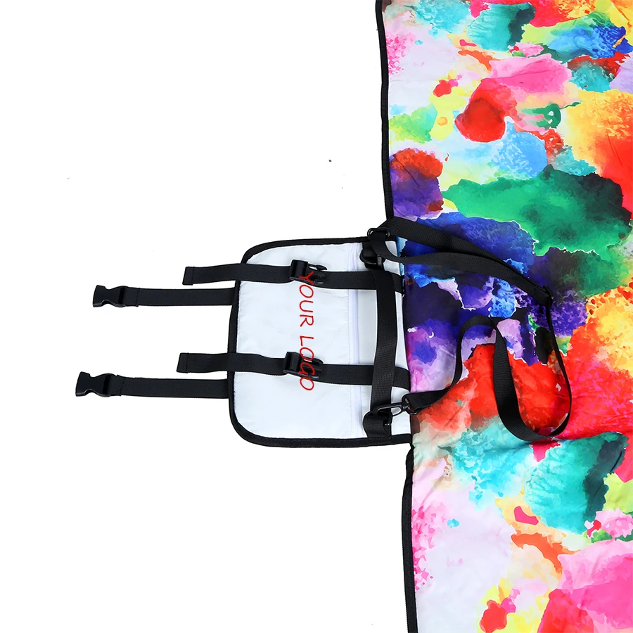 custom soft picnic mat flowers strap poylesrer flap picnic roll mat tote