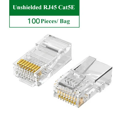 Оптовая продажа производство RJ45 Cat 5E 6E Cat7 Cat8 сквозная кристальная головка с отверстием разъем для телефона и