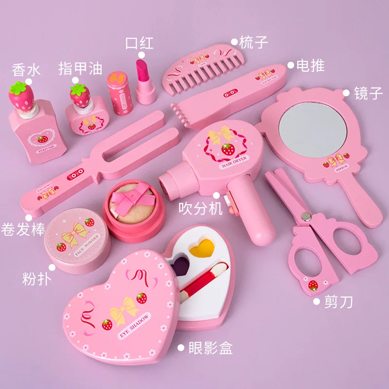 New Hot Selling Funny children Make Up Toy Set Kids wooden Cosmetics Set Beauty Princess Dresser Toy Girls Pretend Play toys