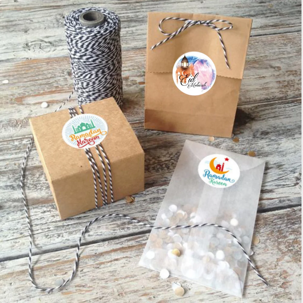 Islamic Muslim Ramadan Eid Mubarak 12 dots Gift Tag Paper Sticker eid mubarak party supplies Label Stickers