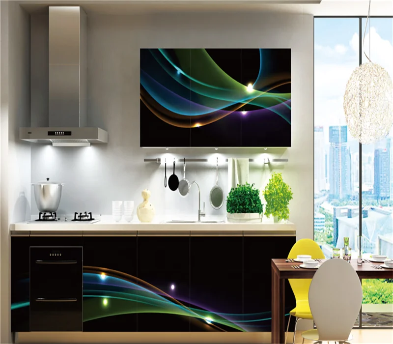 Bomei New Design 3D Fiberglass Kitchen Cabinets With Laminate Kitchen Cupboards