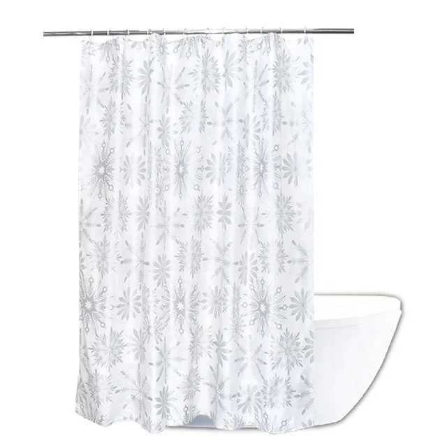 Custom Sliver Snowflake Designed White Soft Fabric Shower Curtain