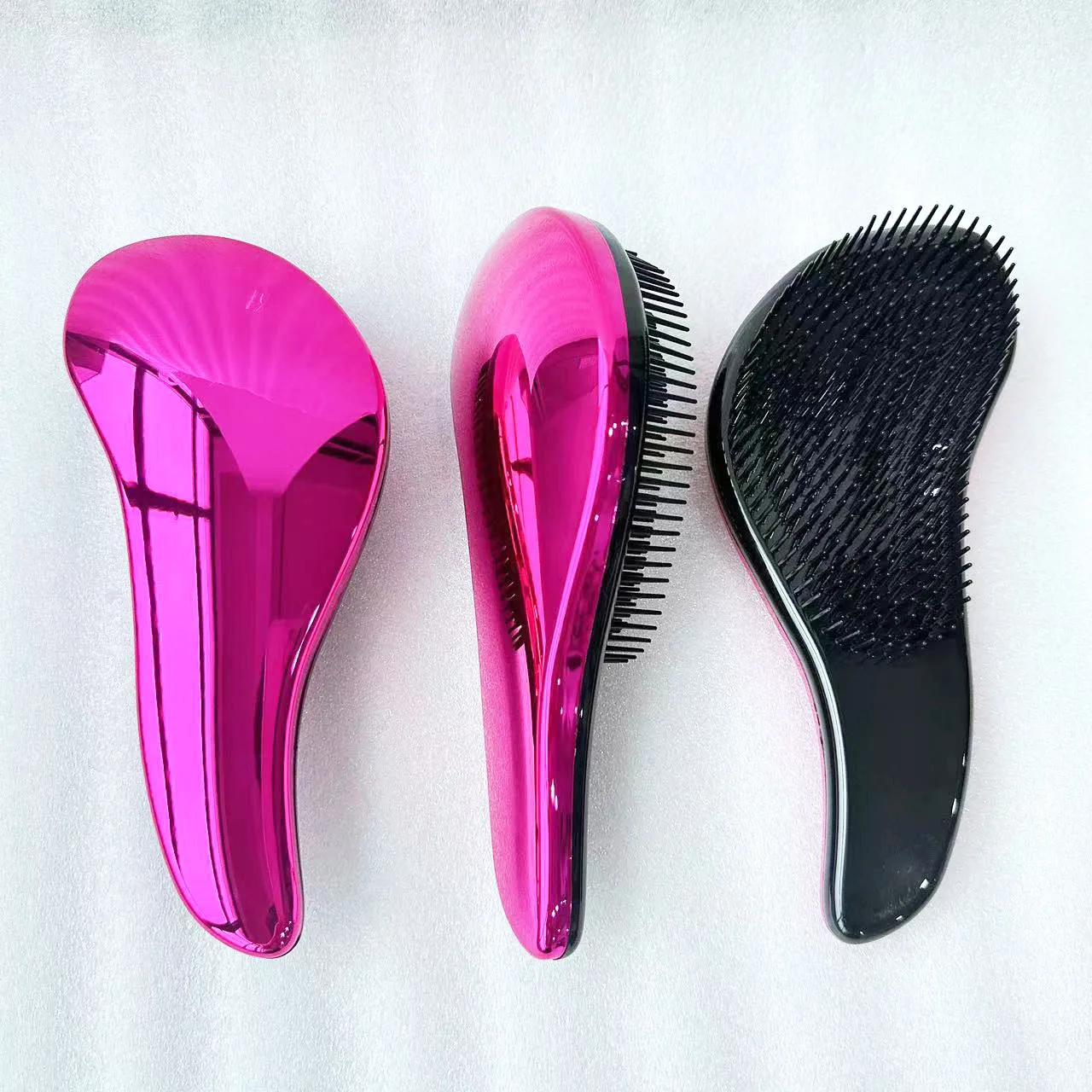 Plastic colored hair brush Personalized logo salon care Electroplating color changing magic detangling hair brush