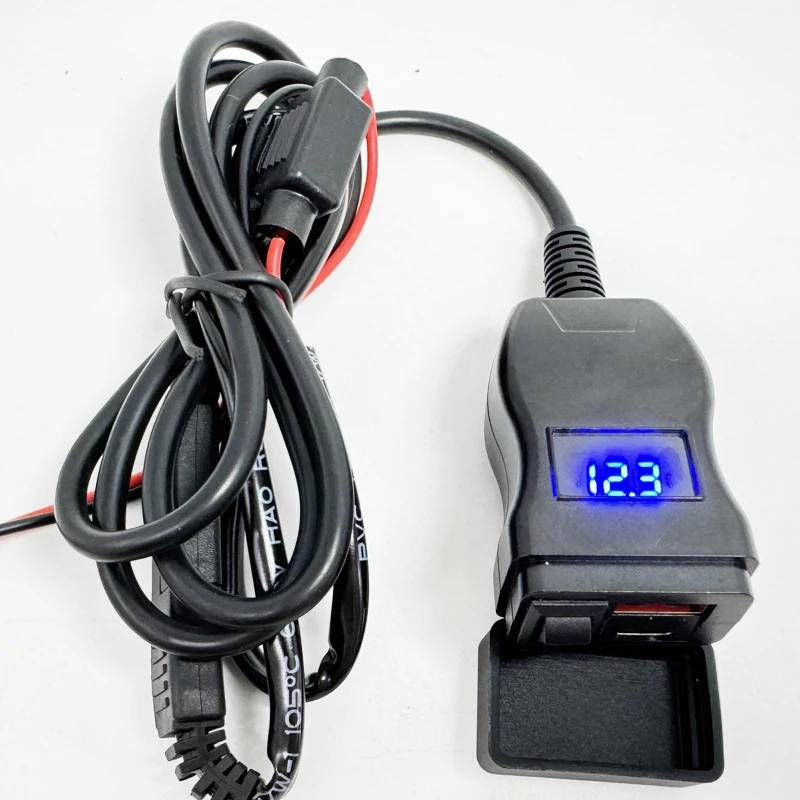 motorbike phone charger Motorcycle USB Charger Dual Port QC3.0 Type C Fast Charging charger with Voltmeter&ON/Off Switch