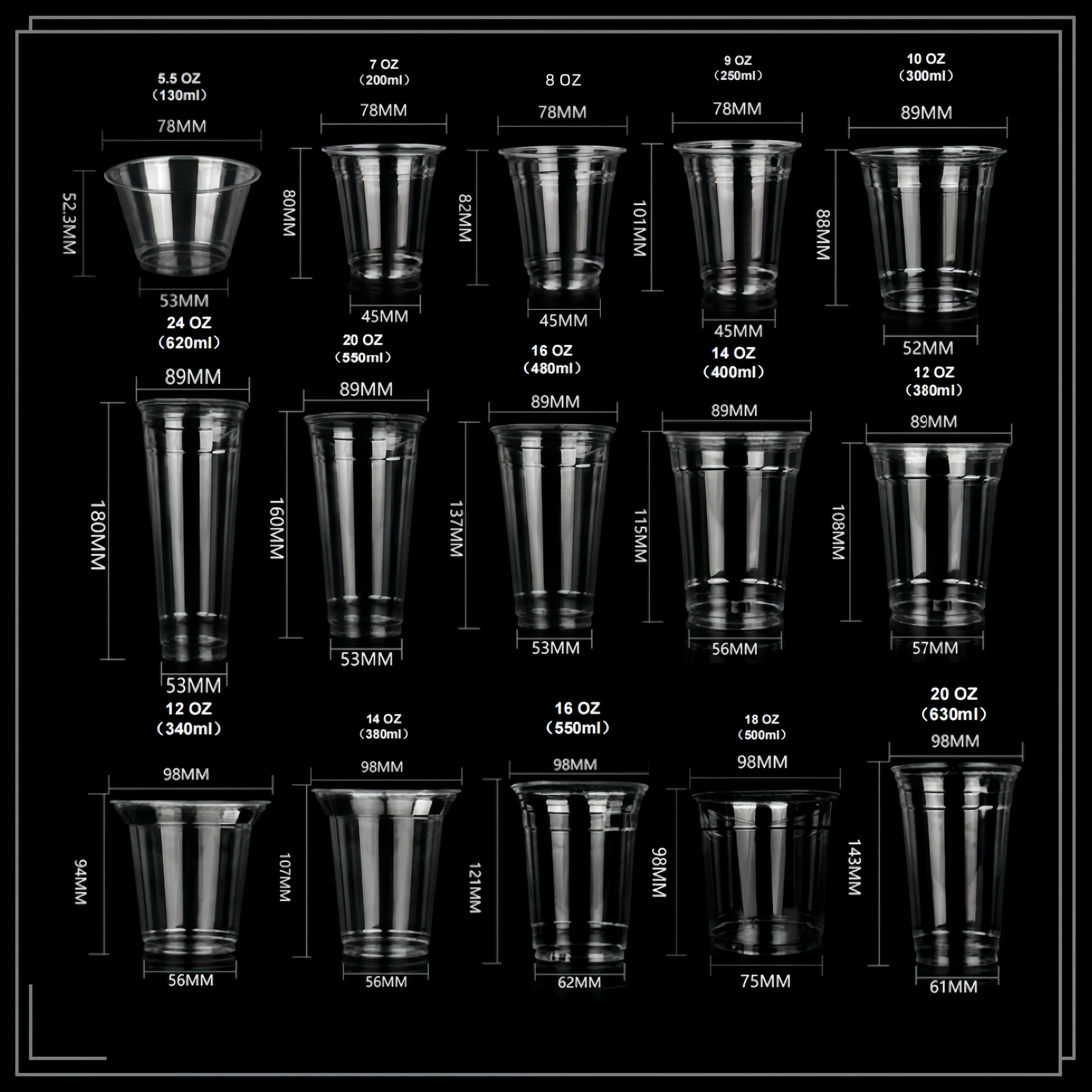 Custom 16oz PET Disposable Plastic Cold Coffee Cups Printed Drinking Bubble Tea Cups Plastic PET Cups with Lids