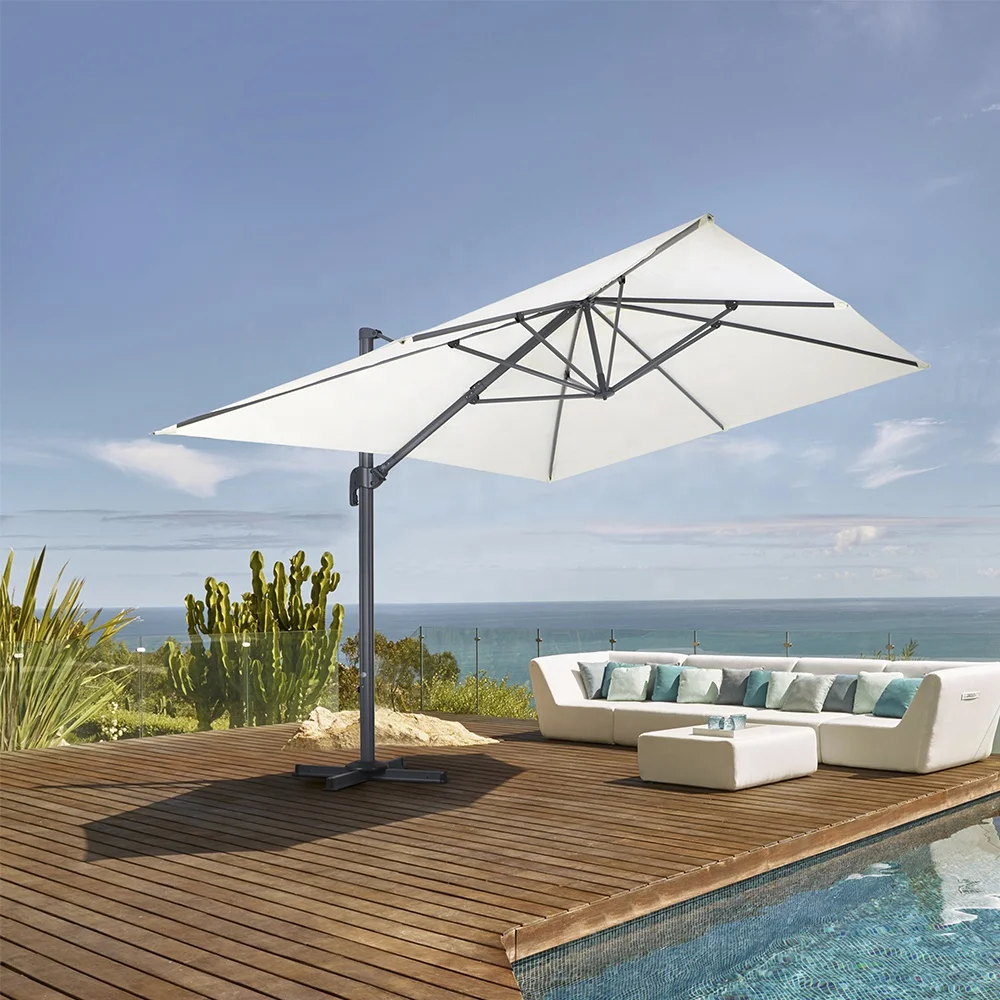 Cheap Price Big Outdoor Umbrella 4mx3m Cantilever Patio Parasol Sun Garden Courtyard Black Cafe Umbrella